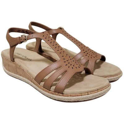 Easy Street Women Dorinda Wedge Heel Slingback Sandals Size US 8M Tan Brown - Image 1 of 4