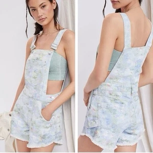 Anthropologie Pilcro Cut-Off Short Overalls Size 27 Denim Watercolor - Picture 1 of 6