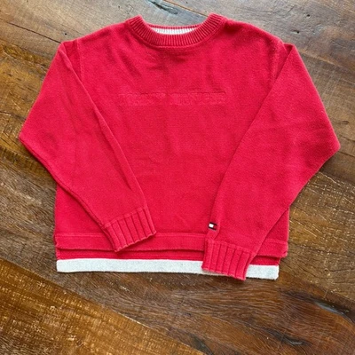 Tommy Hilfiger Boys Red Sweater with White Accents - Image 1 of 3