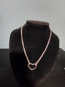 Vintage CW 925 Sterling Silver Multi Strand Open Heart Pendant 17" Necklace - Picture 1 of 8