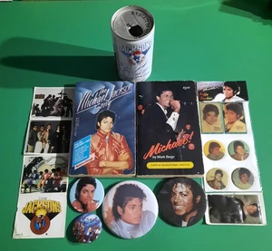 Michael Jackson Memorabilia - 2 Books/Stickers/Buttons/Cards/Pepsi Can - Picture 1 of 19