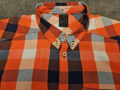 Camisa masculina ADIDAS extra grande vermelha xadrez manga longa botão - Imagem 1 de 4