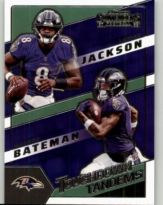 2022 Panini Contenders Lamar Jackson Bateman Touchdown Tandems #TDT-LJA Ravens - Image 1 of 2