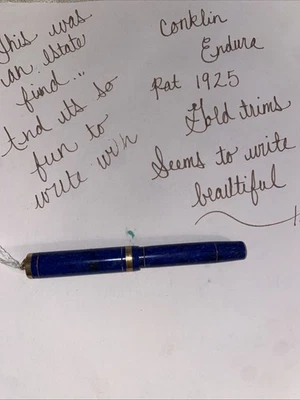 Pluma Estilográfica Endura Vintage Conklin Talla Junior, Azul y Dorado Foto 1 de 4