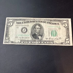 1950 Series Kansas City Missouri, Lincoln $5 Five Dollar, Federal Reserve Note - Picture 1 of 4
