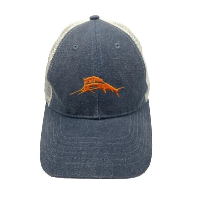 Tommy Bahama Blue White Mesh Trucker Strapback Hat Cap Orange Marlin Logo Fishin - Image 1 of 4