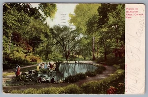 Tarjeta postal de picnic Hanscom Park Omaha Nebraska NE UDB G15 - Imagen 1 de 2