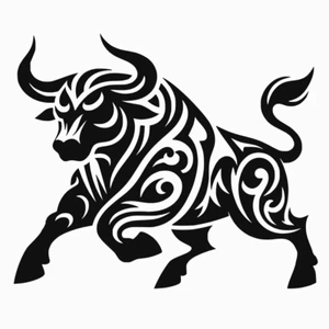 Charging Rampaging Tribal Bull Ox Die Cut Vinyl Decal Sticker Left Right or Pair - Picture 1 of 6