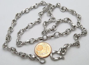 HOOP DESIGN - KNOT CHAIN HANDMADE ANTIQUE STYLE - 999 FINE SILVER RHODIUM PLATED - Picture 1 of 8
