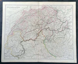 1832 John Arrowsmith Large Beautifully Hand Coloured Antique Map of Switzerland - Picture 1 of 3