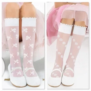Girls Toddler White Sheer Knee High Socks Flower Girl Wedding Formal Party 1-4yr - Picture 1 of 3