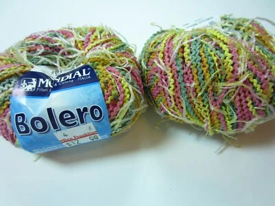 2-8 Ball MONDIAL BOLERO Cotton Yarn Lot pink Green Blue Lash Eyelash Ribbon 967 - Image 1 of 3