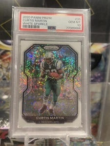 Curtis Martin 2020 Panini Prizm White Sparkle Prizm SSP Jets Ny PSA 10 - Picture 1 of 2