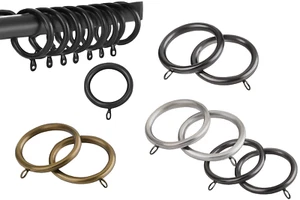 28mm Diameter Metal Curtain Pole Standard Lined Ring Hooks - Picture 1 of 8