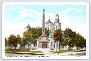 Knox County Courthouse and Soldiers Monument, Vincennes, Indiana Postcard P4 - Picture 1 of 2