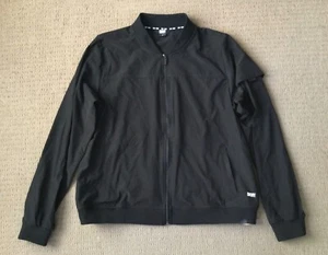 DKNY Sport black lightweight poly stretch bomber jacket pockets NWOT! Women’s L - Picture 1 of 9