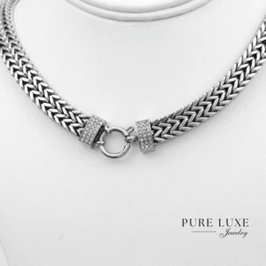 Damen 17" Silber. Edelstahl Breite * CZ. Franco Kette Halskette Uinsex, Box - Bild 1 von 3
