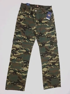 Dickies Camouflage Relaxed Fit Cargo Pocket Pants Green Camo Boys Size 20 NWT - Picture 1 of 17
