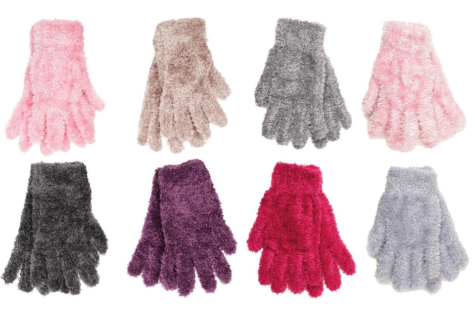 FOXBURY Thermal Fluffy Gloves Ladies Soft Feather Touch Magic Winter Glove