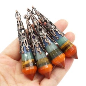 Colgante de péndulo de Reiki de cuarzo hexágono cristal de curación natural de 7 chakras - Imagen 1 de 16