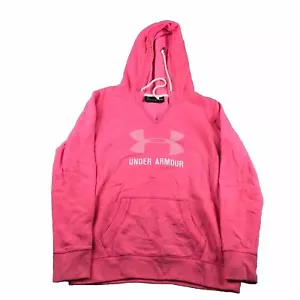Under Armour Hoodie Womens Small Pink Loose V Neck Pullover Hooded Sweatshirt * - Picture 1 of 11
