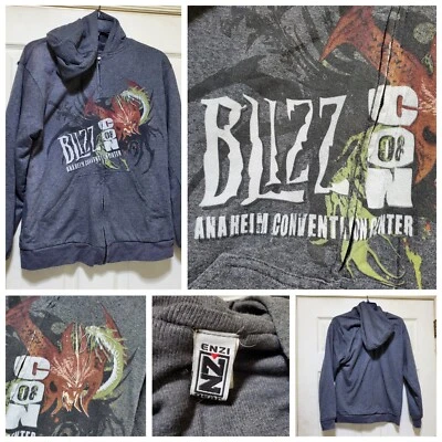 Moletom com capuz vintage Blizzcon feminino grande cinza 2008 jogador World of Warcraft Blizzard - Imagem 1 de 4