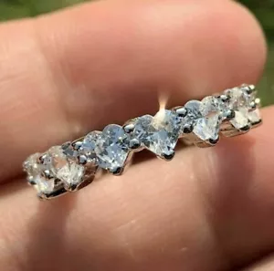 4,25 ct Herzschliff simulierter Diamant voller Ewigkeit Bandring 925 Sterling... - Bild 1 von 8