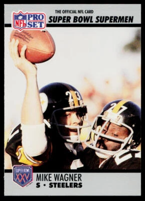 1990-91 Pro Set Super Bowl XXV Silver Anniv. Comm. Mike Wagner #114 Steelers - Image 1 of 2