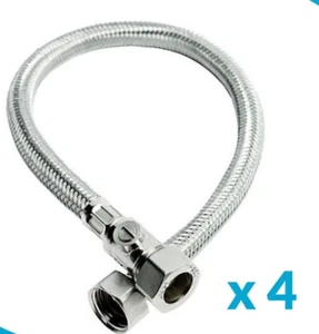 4 X Flexi Tap Connector with Isolation Valve 15mm x 1/2" BSP x 30cm WRA (M1178) - Picture 1 of 6