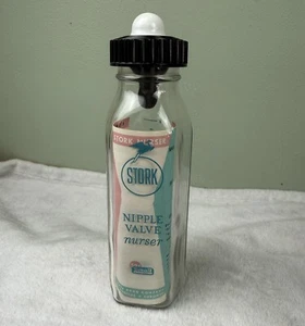 Vintage Rexall Stork Nurser Nipple Valve 8 Ounce Glass Baby Bottle Nursmatic - Picture 1 of 6