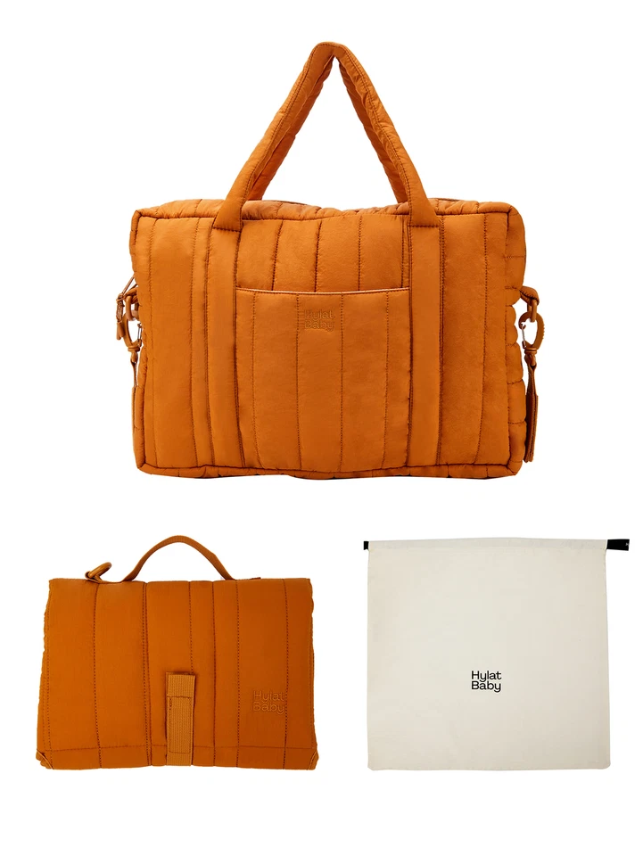Hylat Baby Sac à langer avec matelas à langer et sac en toile - Marron - Photo 1/4