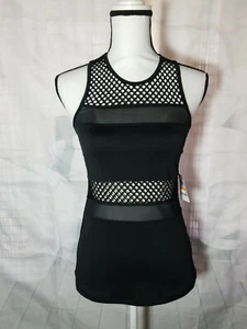Material Girl Active Juniors Mesh-Inset Tank Top Black S style MGT031528 - Picture 1 of 7