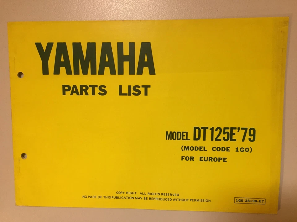 Lista de Repuestos Catálogo de Piezas de Repuesto Yamaha DT125 E 1G0-28198-E7 - Imagen 1 de 1