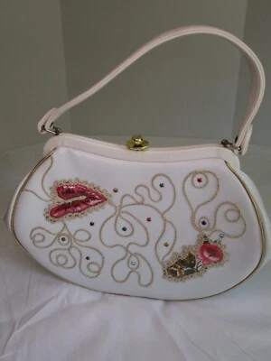 Bolso de mano vintage Wilson House Florida adornado en cuero blanco Foto 1 de 4