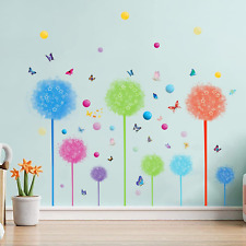 Colorful Dandelion Wall Decal Flower Wall Stickers Butterflies and Dots Wall Dec