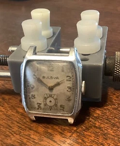 Vintage Bulova Men’s Watch 10k White Gold Filled Hinged Square Case Movt. 10AB - Picture 1 of 24