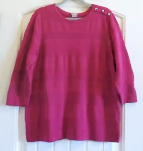 Maglione donna Chico's leggero tinta unita rosa morbido taglia 3 o XL - Foto 1 di 3