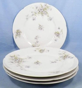 4 Theodore Haviland Dessert Plates Schleiger 162 125 Blue White Flowers Antique - Picture 1 of 6