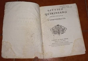 SCIPIONE MAFFEI DIKTTICO QUIRINIANO VERÖFFENTLICHT UND BETRACHTET ANDREONI VERONA 1754 - Bild 1 von 6