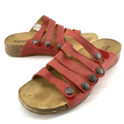 Sandalias Haflinger Payton Vestido Capri Slide Correa Cuero Rojo Talla 42 EE. UU. 11 Foto 1 de 4