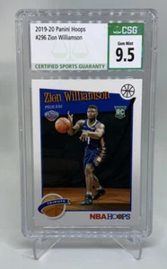 2019-20 Panini Hoops Zion Williamson RC Rookie #296 CSG 9.5 Gem Mint C26 - Picture 1 of 2