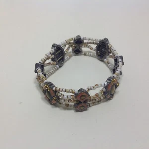 Grandma's Jewelry ~ Vintage Stretchy Beaded Bracelet 3" Abalone? - Picture 1 of 2