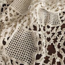Vintage Cotton Hand Crocheted Tablecloth Very Intricate 74 X 102" Ivory 