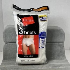 New Old Stock- Hanes Underwear - White Mens Briefs Sz 2XL 44-46 3-pack 2010 - Picture 1 of 4