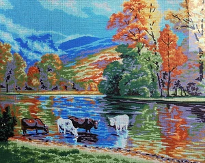 Needlepoint Painted Canvas Gobelin 11565 - River 20"x24" Collection D'Art - Picture 1 of 3