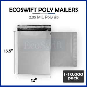 1-10000 12x15.5 "EcoSwift" Poly Mailers Envelopes Plastic Shipping Bags 2.35 MIL - Picture 1 of 4