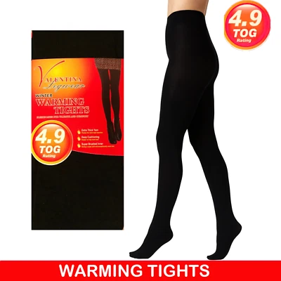 1/2/3 Pack Ladies Fleece Lined Thermal Tights Winter Warm Black Full Foot Thick - Image 1 of 4