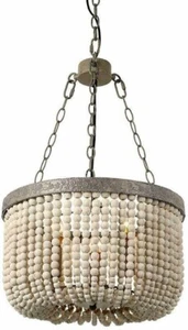Wooden Beads Chandelier 3 Lights Pendant Lamp Ceiling Fixture Hang Lighting - Picture 1 of 5