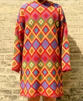 Vestido Suéter Raro De Colección Años 60 Tejido Arco Iris Mezcla Lana Foto 1 de 4