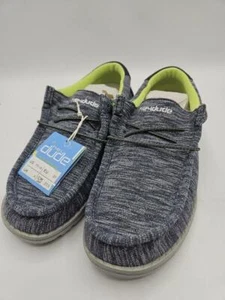 Hey Dude Boy's Wally Youth Stretch Navy Size 5 Lace Up Loafers Comfortable - Picture 1 of 4